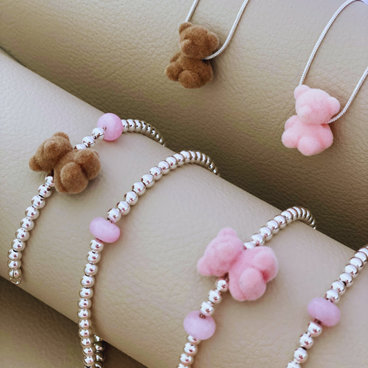 925 Silver Original Teddy Bracelet - Pink Bear
