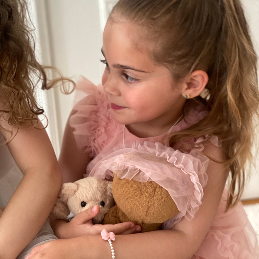 925 Silver Flower Girl Teddy Bracelet - White Bear Limited Edition*