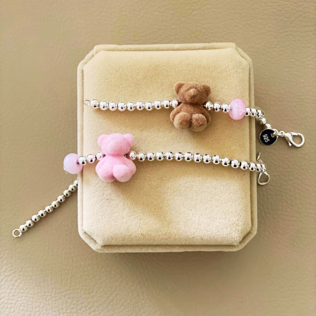 925 Silver Original Teddy Bracelet - Pink Bear