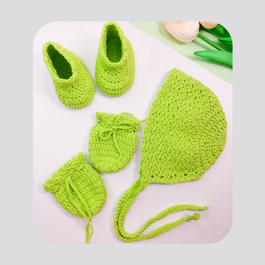 Little Sprout Crochet Baby Beanie Set (Customizable, Made-to-order)