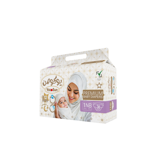 Premium Baby Diapers, Size 1 Newborn (0-5 kg), 36 pcs x 1 Pack