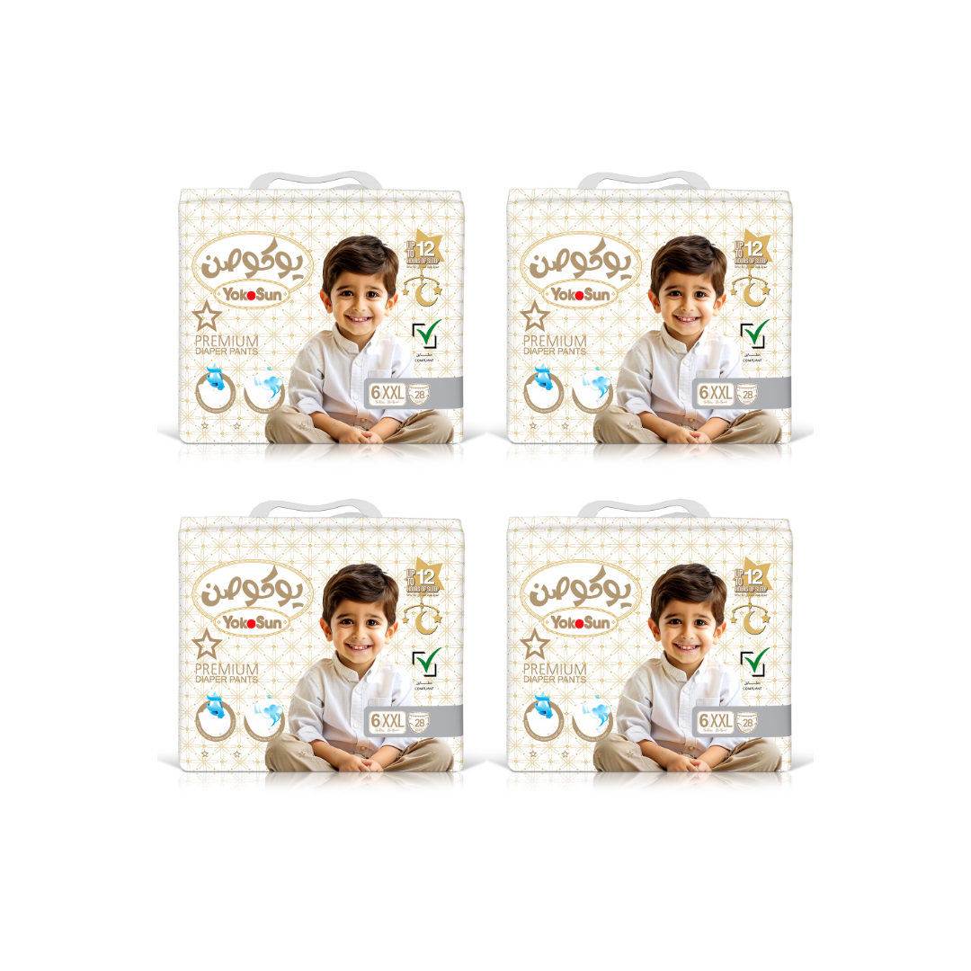 Premium Baby Diaper Pants, Size 6 / 2XL (15-23 kg), 28 pcs x 4 Pack Super Saver Bundle