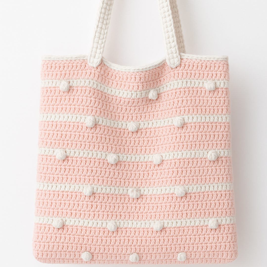 Dotty Days Crochet Mom Tote Bag (Customizable, Made-to-order)