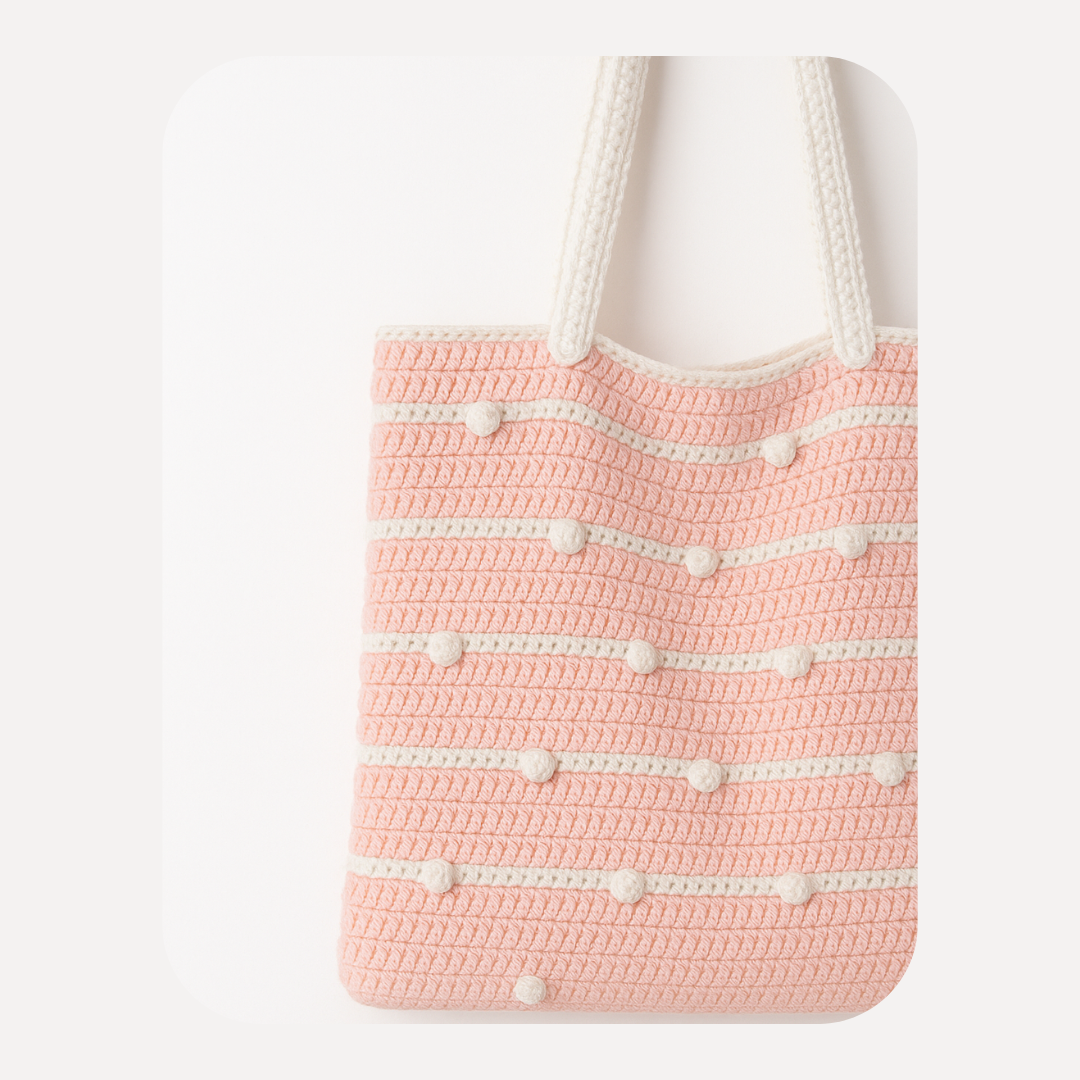Dotty Days Crochet Mom Tote Bag (Customizable, Made-to-order)