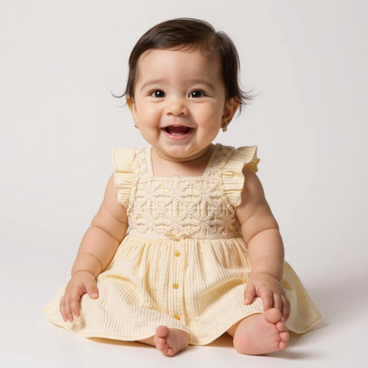 Caleste Natural Sleeveless Dress, Cream, Baby Girl, 18-24 Months