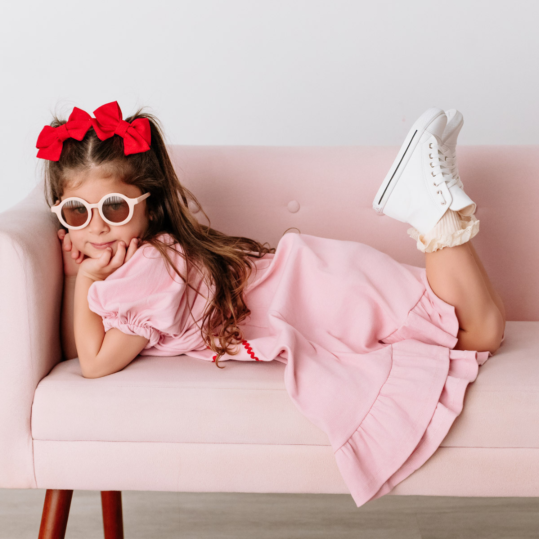 Sofia Ruffle Heart Dress, Pink, Baby Girl, 6-9 Months