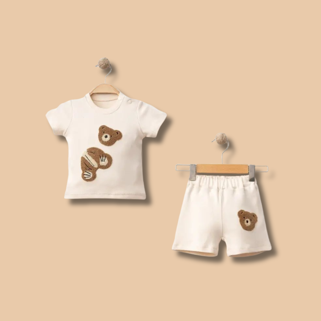 Hudson Cuddle Bear 2pc Set, Cream, Baby Boy, 9-12 Months
