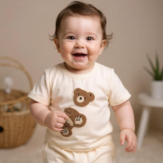 Hudson Cuddle Bear 2pc Set, Cream, Baby Boy, 12-18 Months