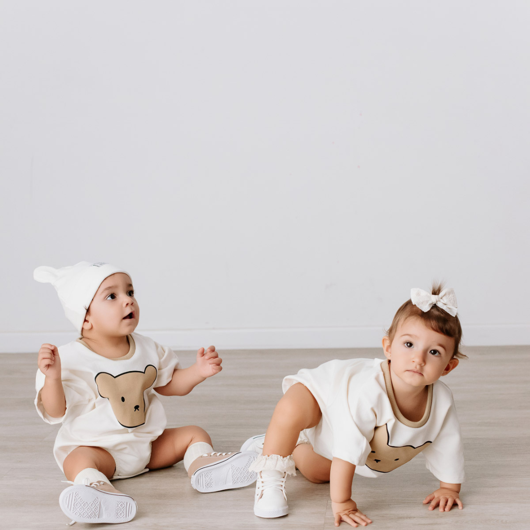 Teddy Snuggle Sweat Romper, Cream, Unisex, 18-24 Months