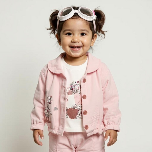 Willow Blossom 3-Piece Muslin Set, Pink & White, Baby Girl, 9-12 Months