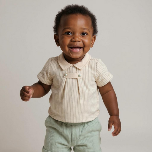 Theo Natural Muslin 2pc Set, Green, Baby Boy, 18-24 Months