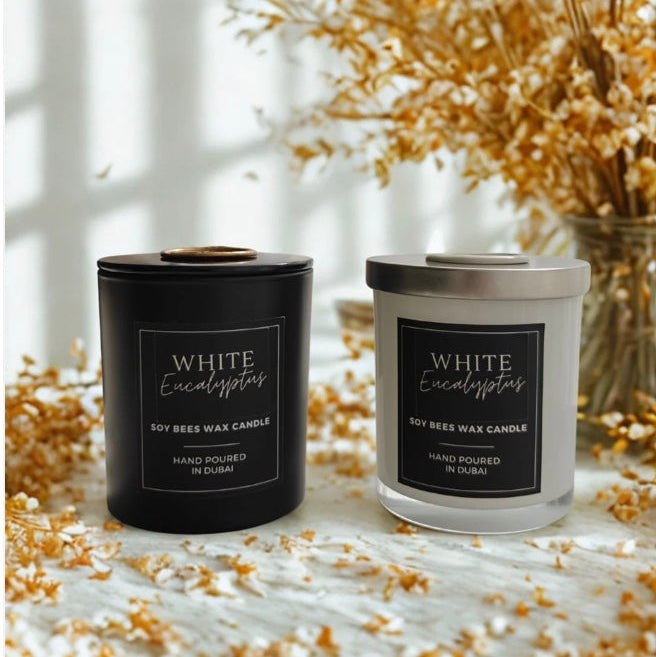 White Eucalyptus - 8oz White Glass Tin Candle