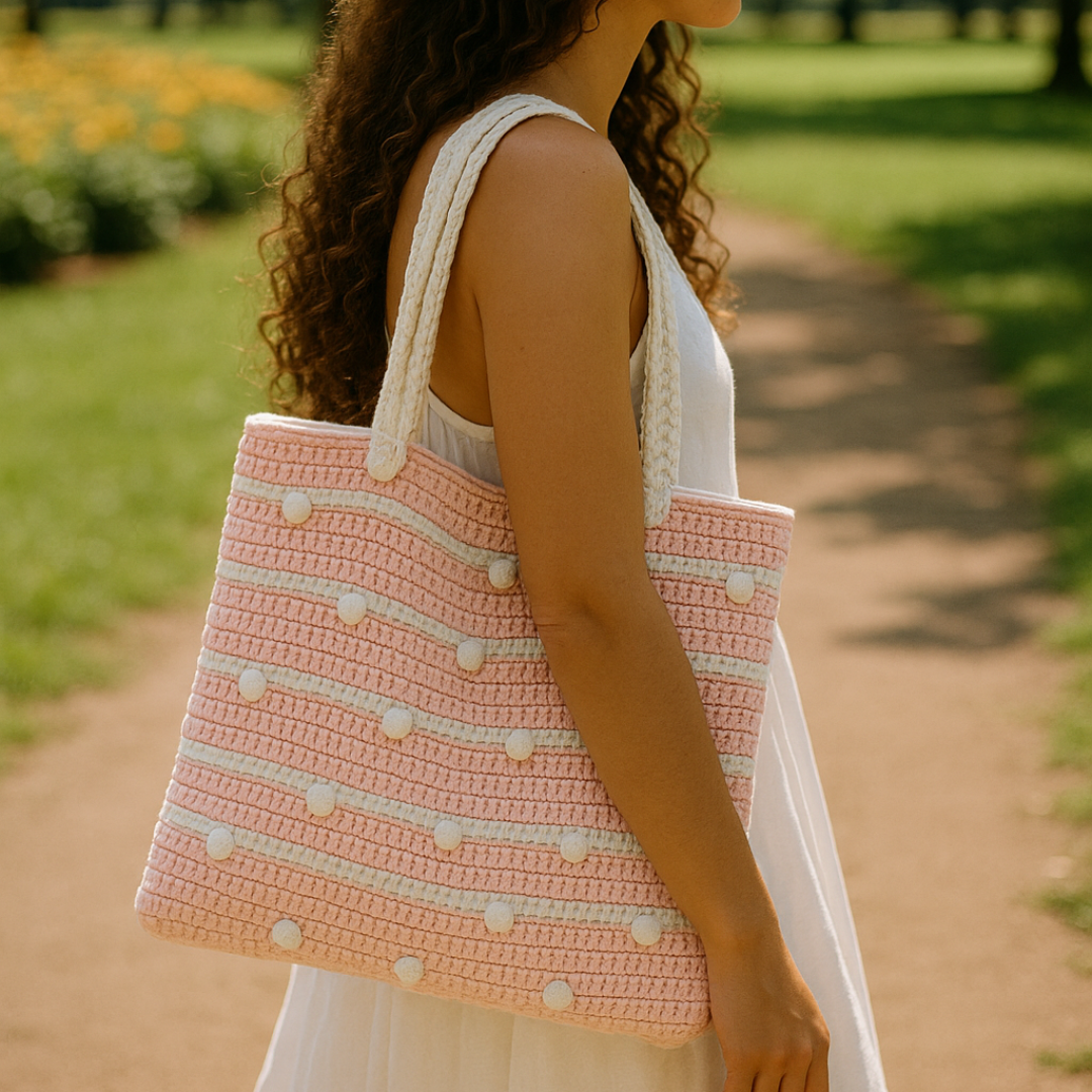 Dotty Days Crochet Mom Tote Bag (Customizable, Made-to-order)