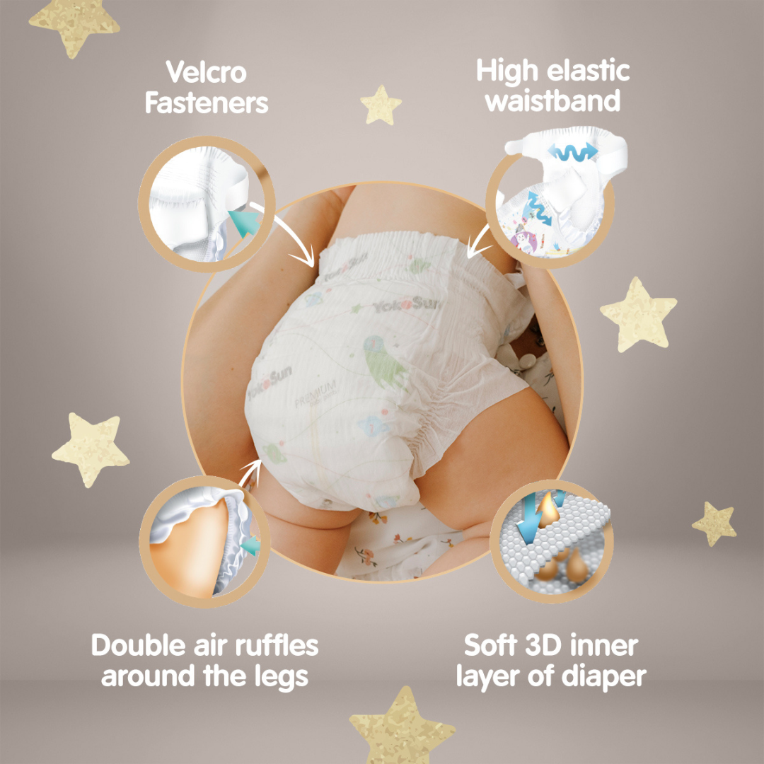Premium Baby Diapers, Size 2 Small (3-6 kg), 72 pcs x 1 Pack