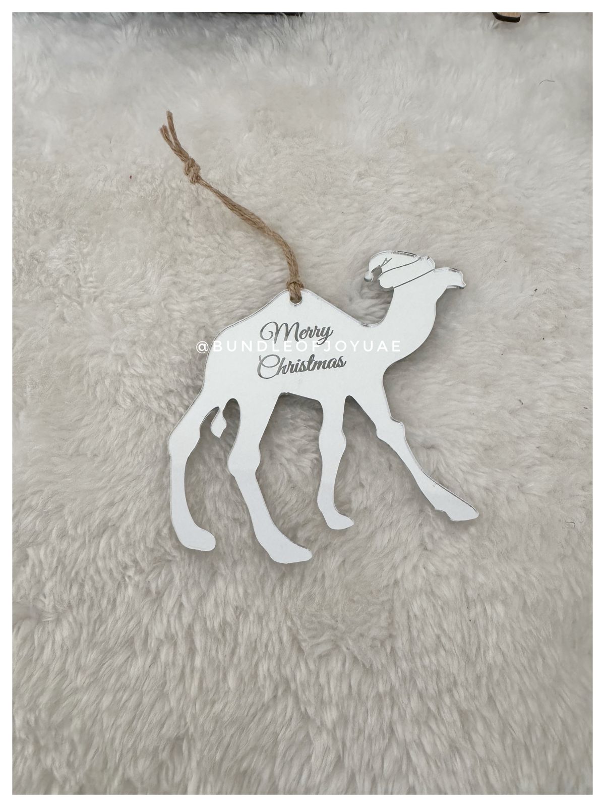 Set of 4 Festive Camel Ornaments Acrylic OR Wooden