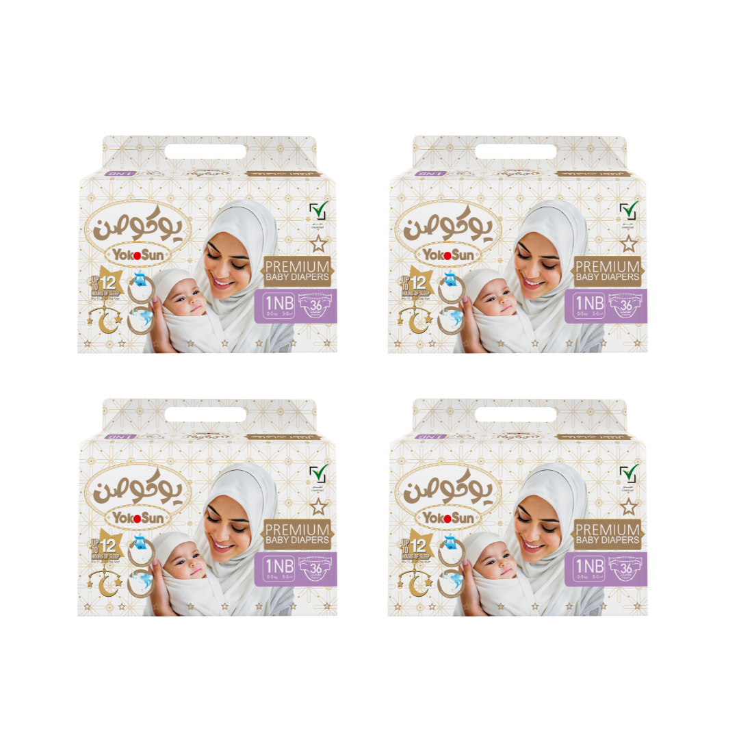 Premium Baby Diapers, Size 1 Newborn (0-5 kg), 36 pcs x 1 Pack