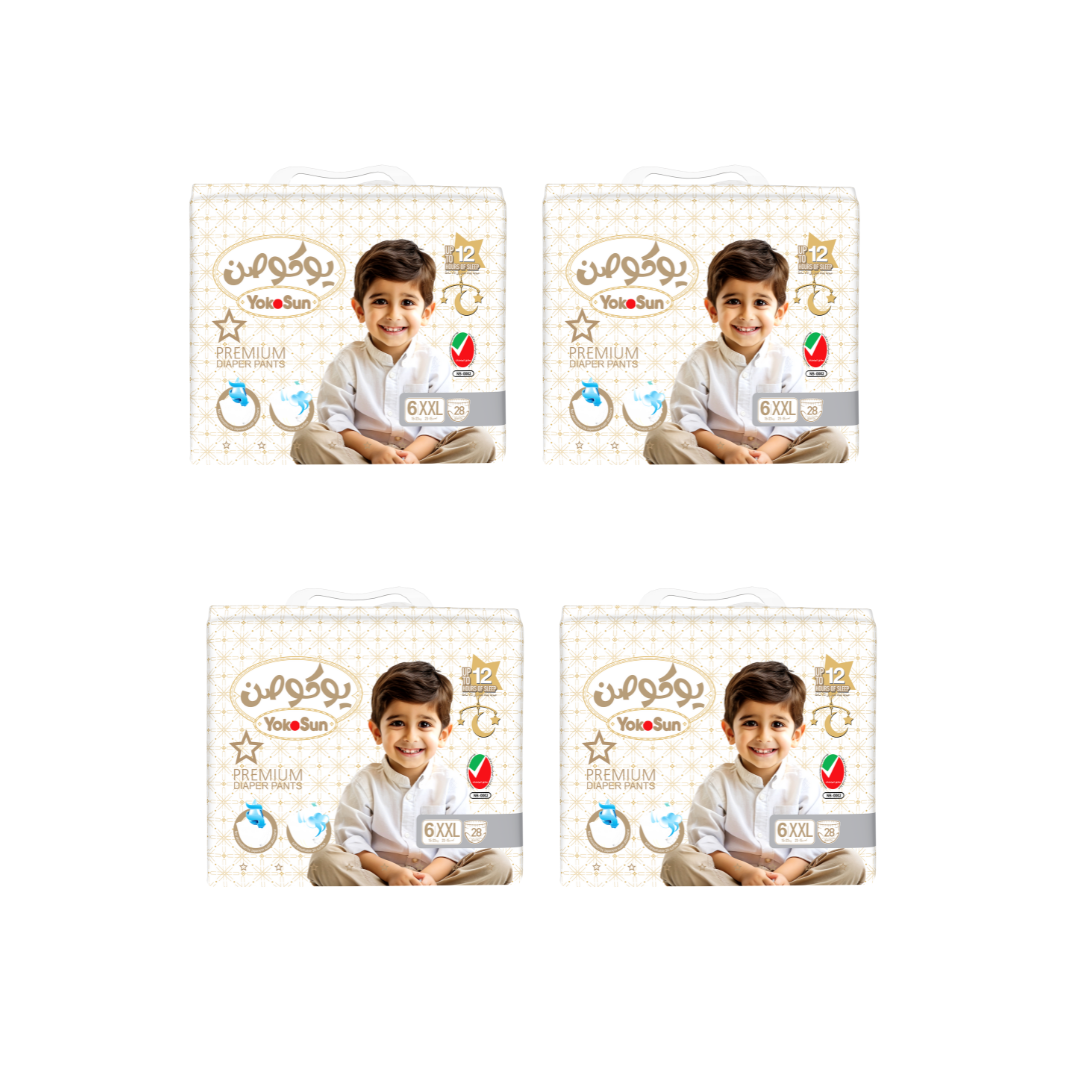 Premium Baby Diaper Pants, Size 6 / 2XL (15-23 kg), 28 pcs x 4 Pack Super Saver Bundle