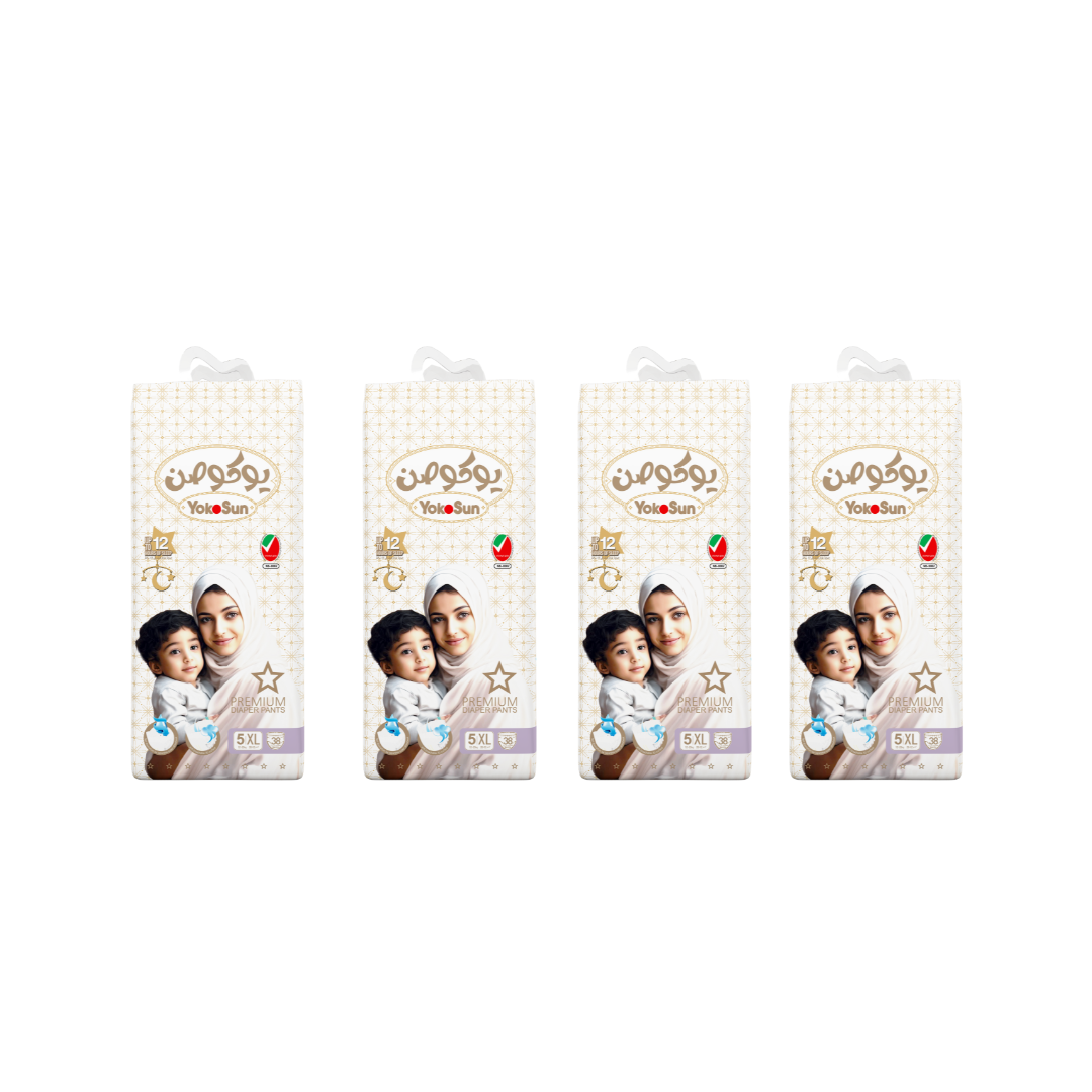 Premium Baby Diaper Pants, Size 5 / XL (12-20 kg), 38 pcs x 4 Pack Super Saver Bundle