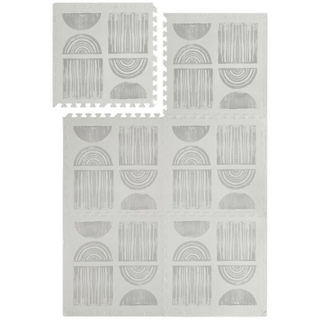 Neutral Baby Playmat, 6 EVA Foam Tiles, 180x120cm - Grey and White