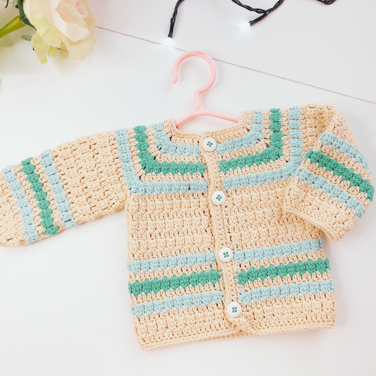 Minty Morning Crochet Baby Cardigan Set (Customizable, Made-to-order)