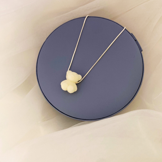 925 Silver Flower Girl Teddy Necklace - White Bear Limited Edition*