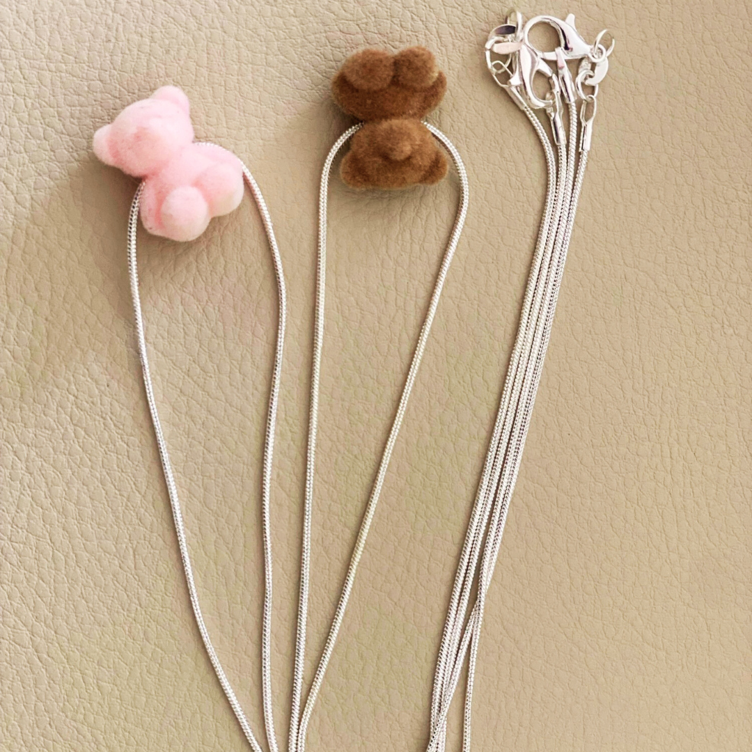 925 Silver Original Teddy Necklace - Pink Bear