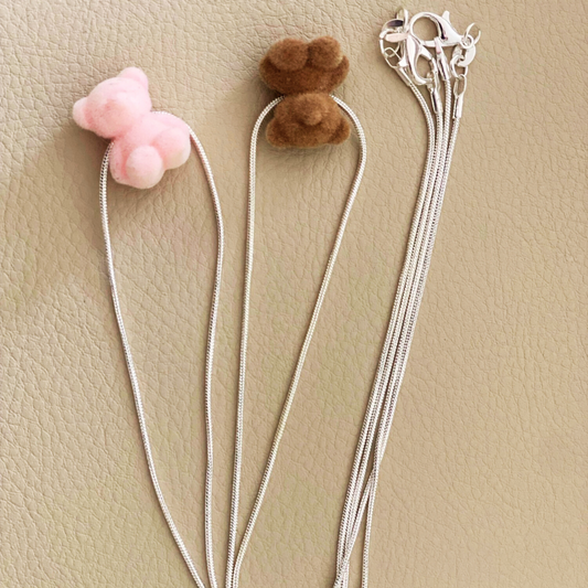 925 Silver Original Teddy Necklace - Pink Bear