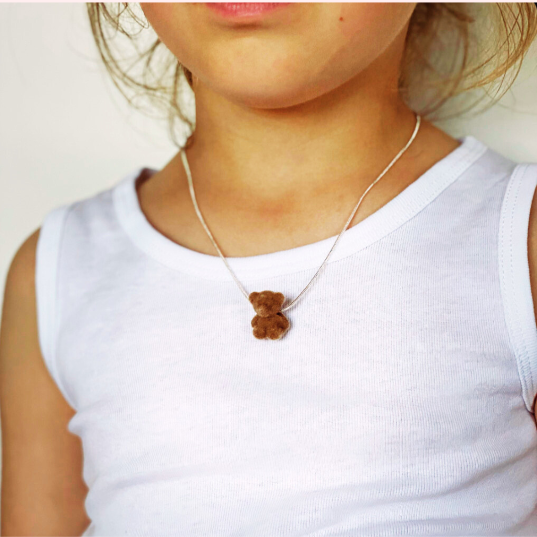 925 Silver Original Teddy Necklace - Brown Bear