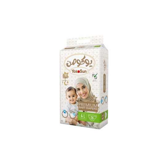 Premium Baby Diapers, Size 4 Large (9-13 kg), 54 pcs x 1 Pack