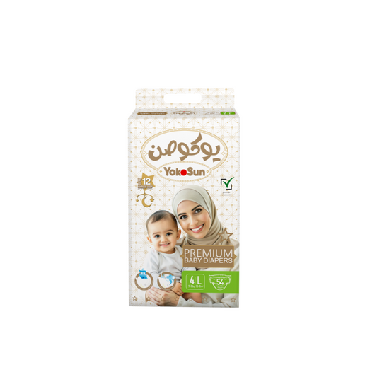 Premium Baby Diapers, Size 4 Large (9-13 kg), 54 pcs x 1 Pack