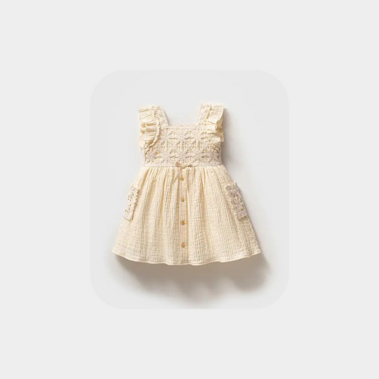 Caleste Natural Sleeveless Dress, Cream, Baby Girl, 12-18 Months