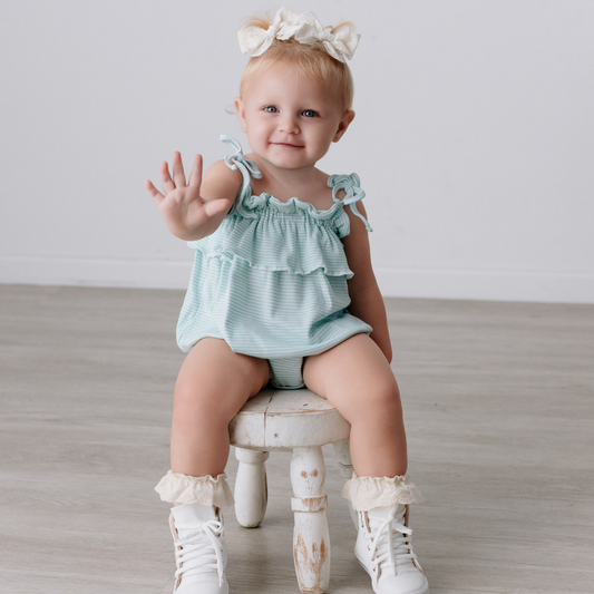 Celeste Summer Romper Blue, Baby Girl, 3-6 Months