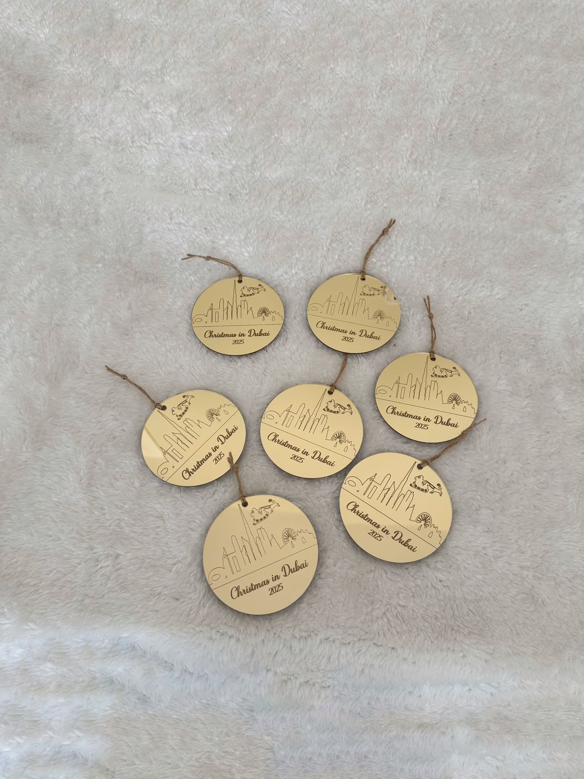 Set of 4 "Christmas in Dubai" Circle Acrylic OR Wooden