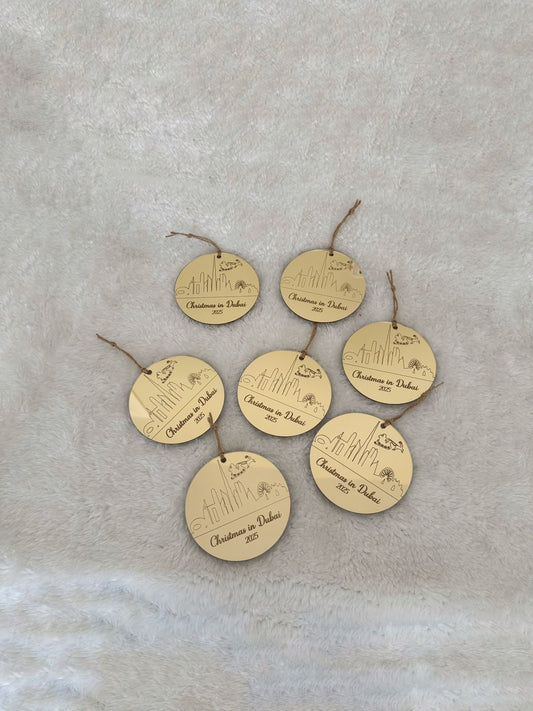 Set of 4 "Christmas in Dubai" Circle Acrylic OR Wooden