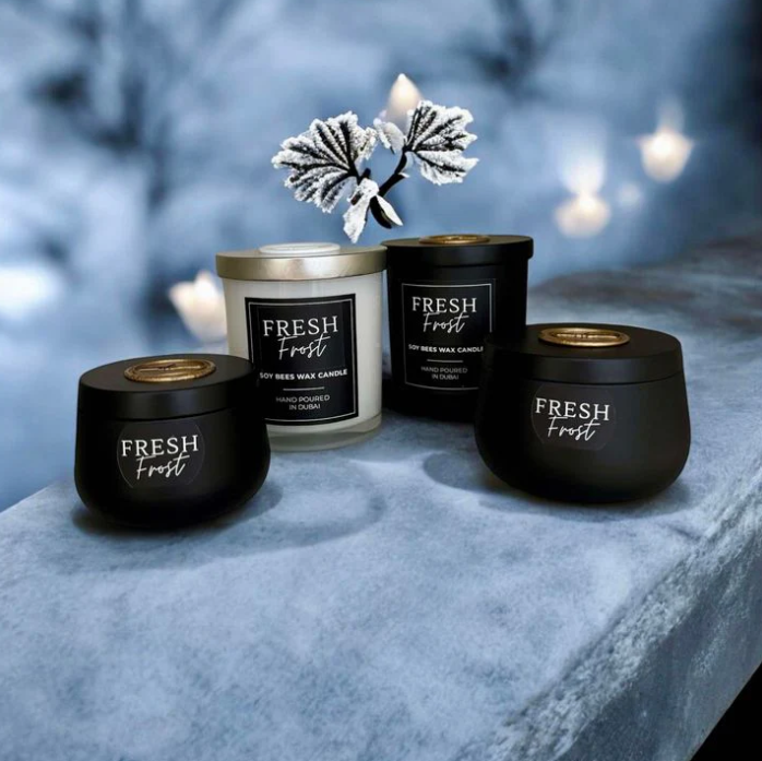 Fresh Frost - 8oz Black Glass Candle