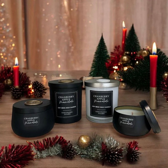Cranberry Apple Marmalade - 8oz Black Glass Candle
