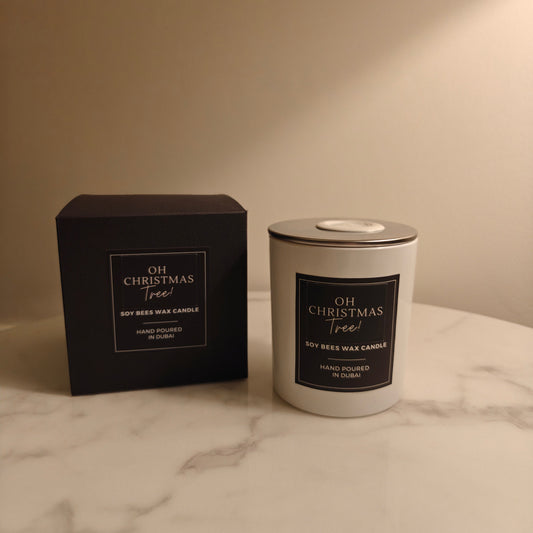 Oh Christmas Tree - 8oz White Glass Candle