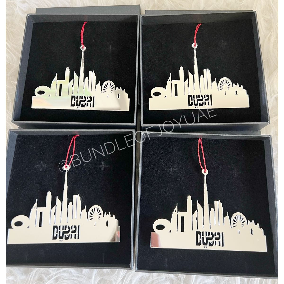 Boxed Set of 4 Acrylic Dubai Skyline Ornaments