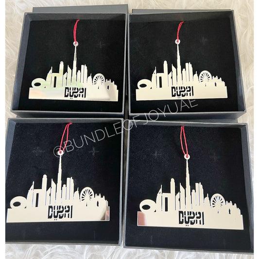 Boxed Set of 4 Acrylic Dubai Skyline Ornaments