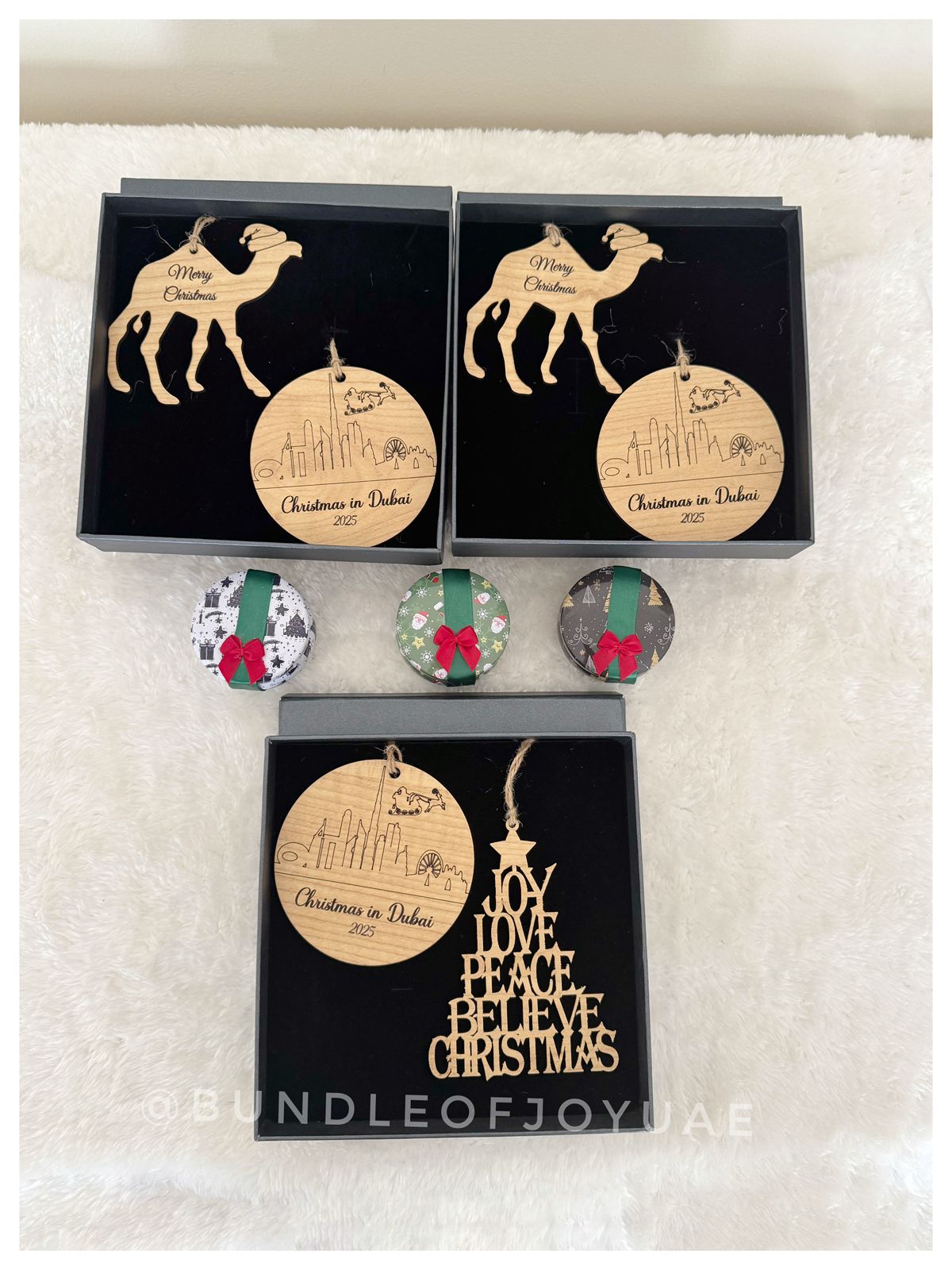 Set of 6 Assorted Wooden Ornaments (Gift Box Edition)