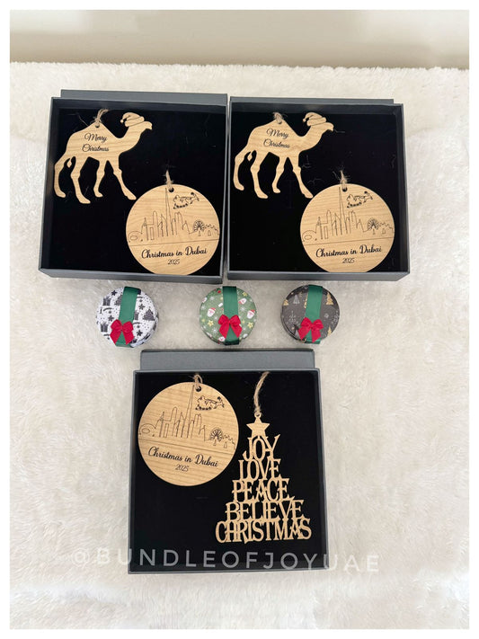 Set of 6 Assorted Wooden Ornaments (Gift Box Edition)