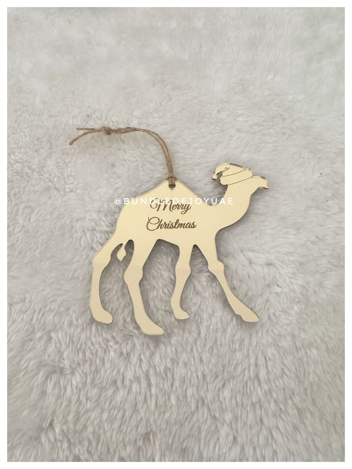 Set of 4 Festive Camel Ornaments Acrylic OR Wooden