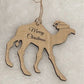 Set of 4 Festive Camel Ornaments Acrylic OR Wooden