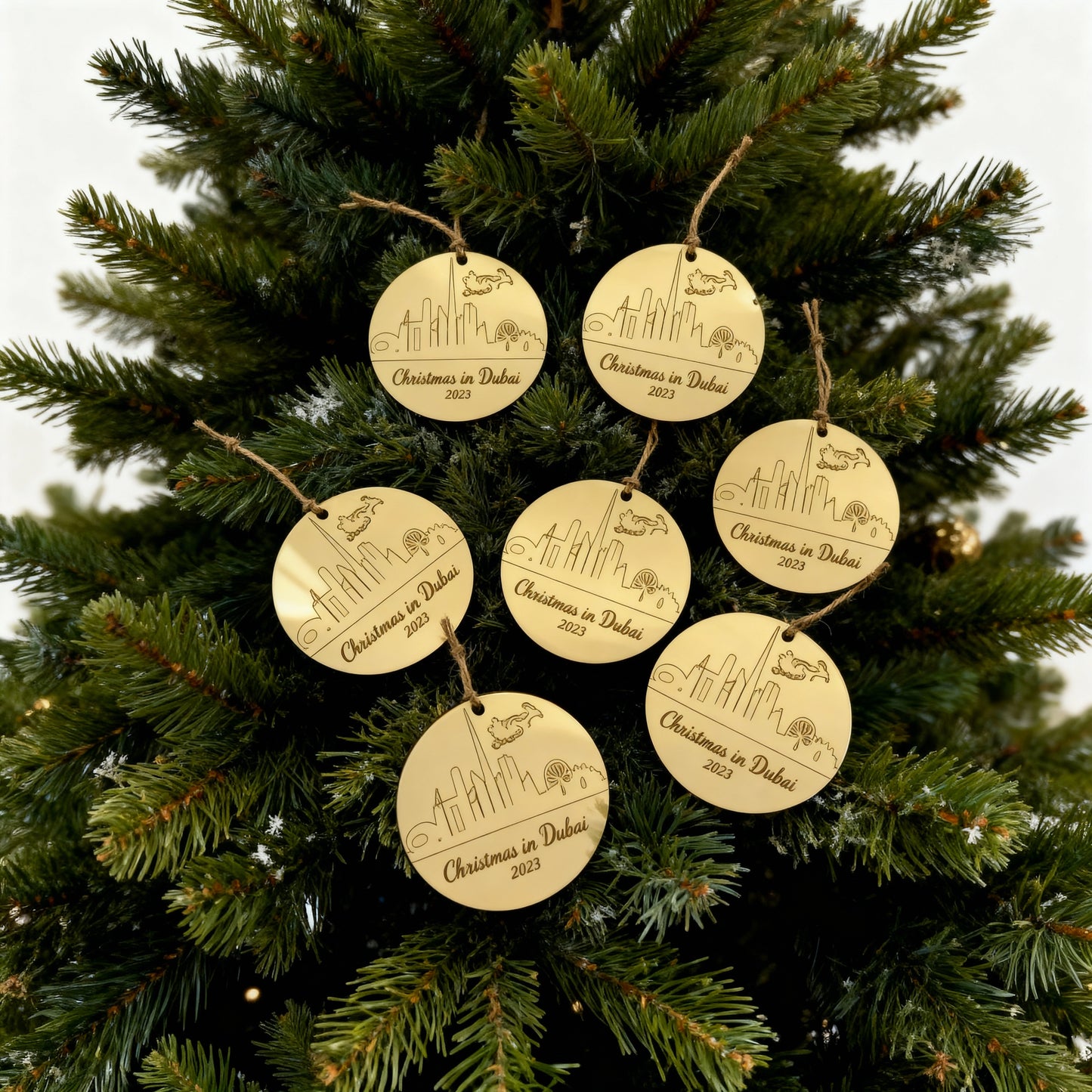 Set of 4 "Christmas in Dubai" Circle Acrylic OR Wooden